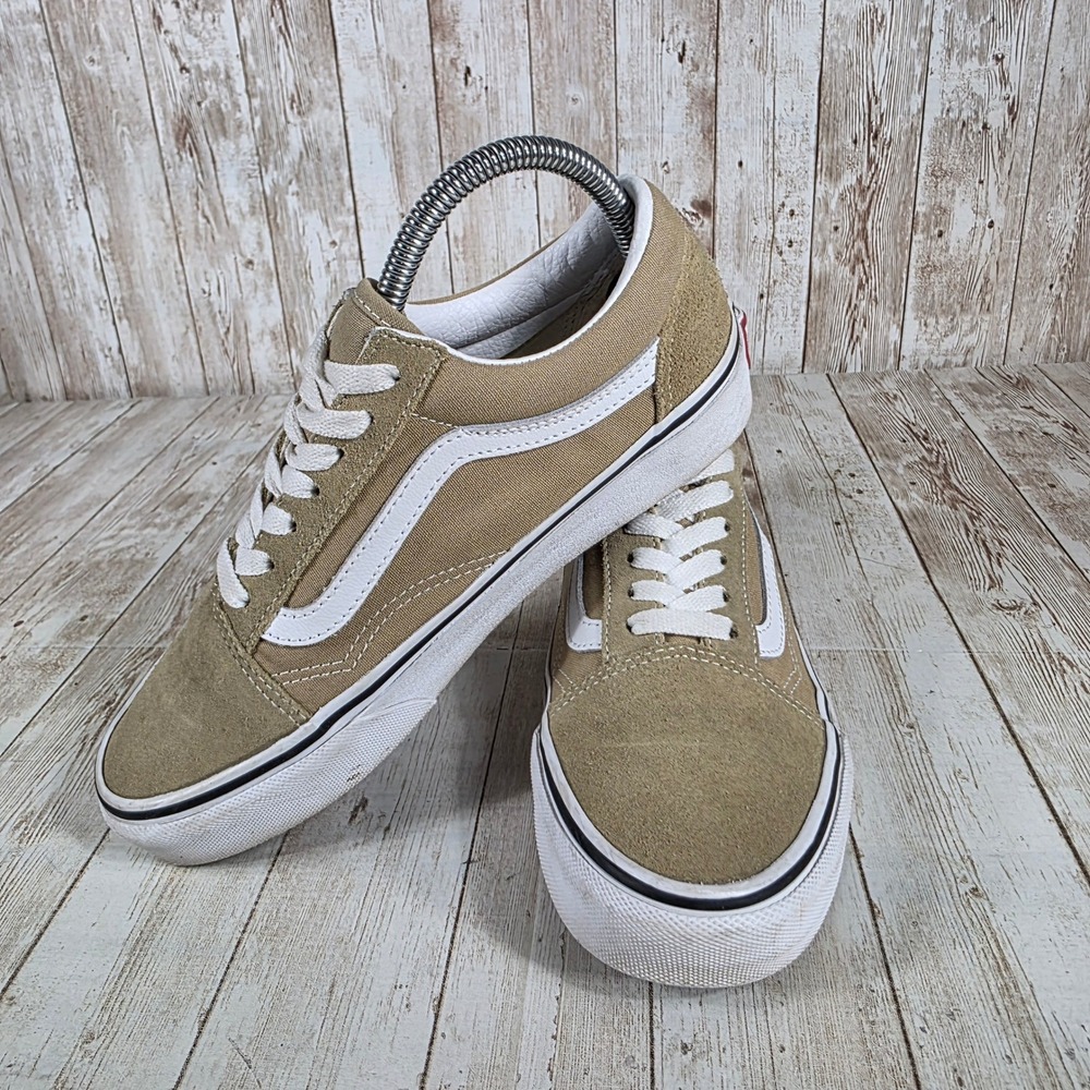 Vans Old Skool Suede Canvas Sneakers Casual Skate Shoes Tan White Women's 7 - Picture 6 of 8